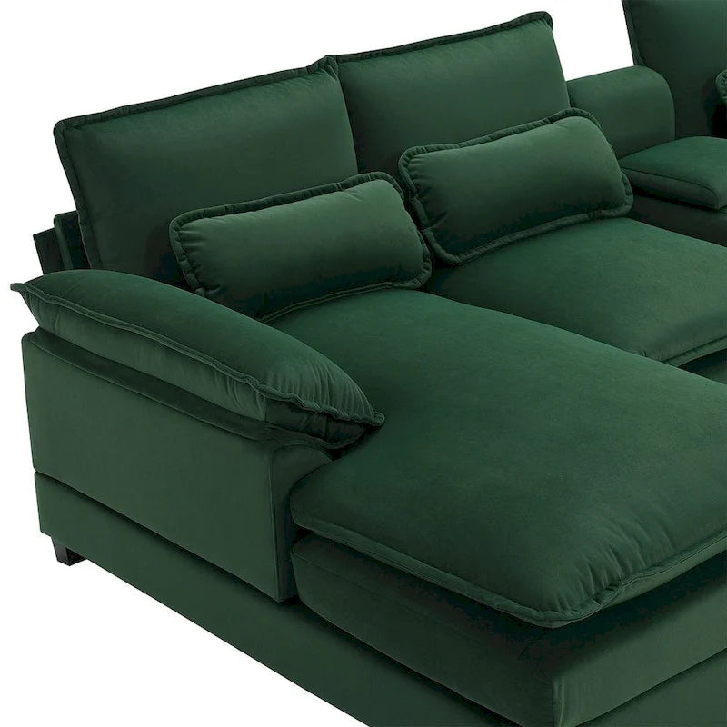 6-seat U-shaped Sectional Sofa, Sleeper Sectional with Waist Pillows for Living Room, Apartment