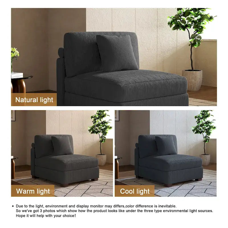 Modern Modular Sectional Sofa Corduroy Chaise Lounges