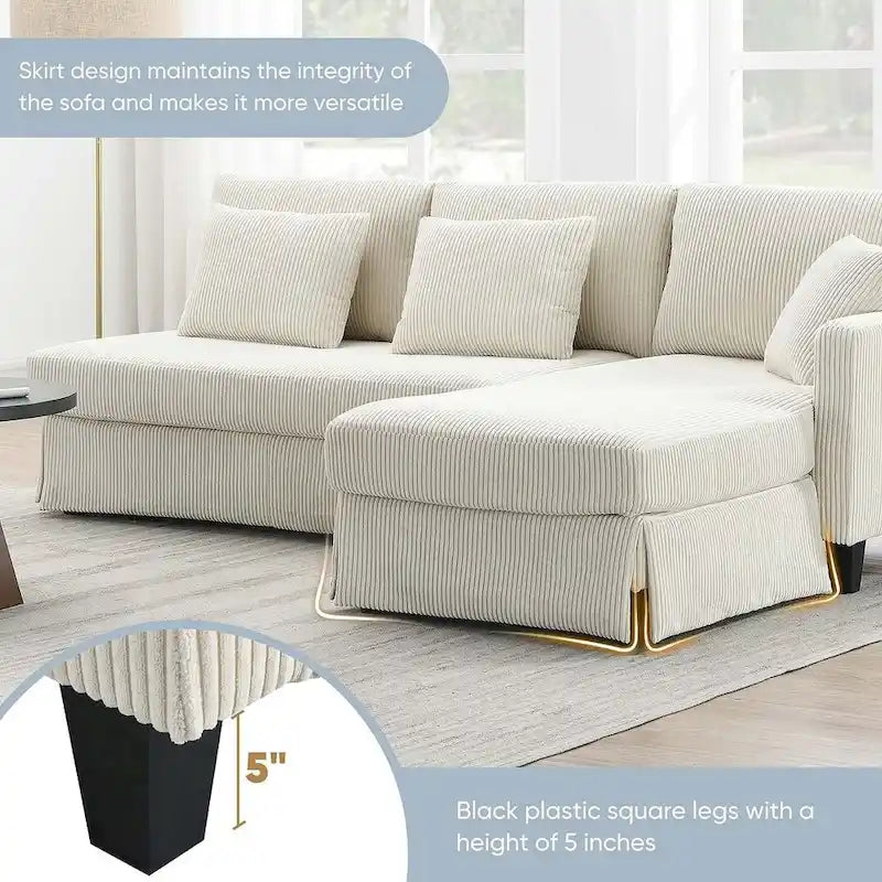 L-shaped Sofa Couch Bed Modern Reversible Sectional Sofa with Storage Chaise for Living Room