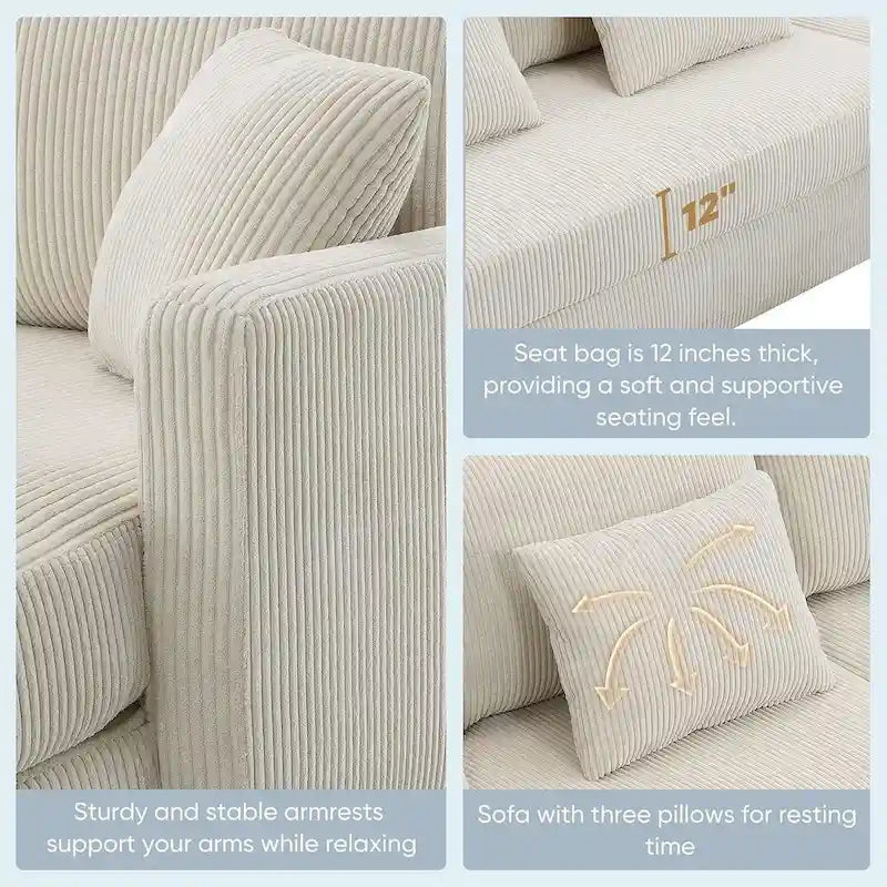 L-shaped Sofa Couch Bed Modern Reversible Sectional Sofa with Storage Chaise for Living Room