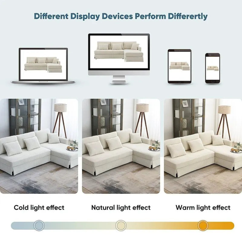 L-shaped Sofa Couch Bed Modern Reversible Sectional Sofa with Storage Chaise for Living Room