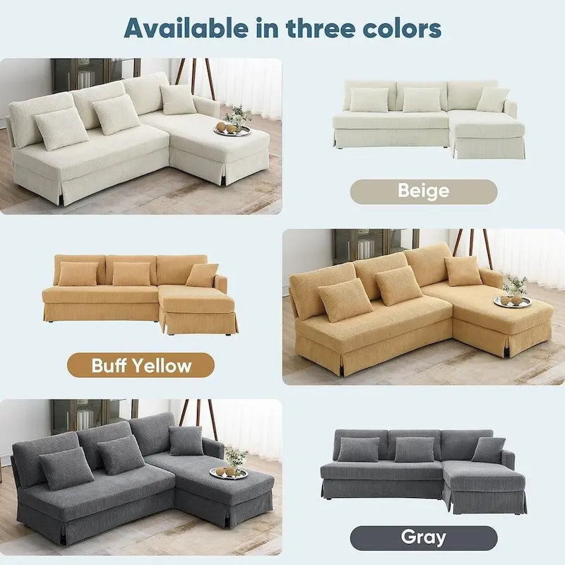 L-shaped Sofa Couch Bed Modern Reversible Sectional Sofa with Storage Chaise for Living Room