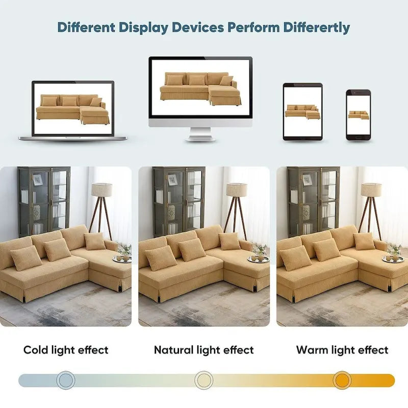 L-shaped Sofa Couch Bed Modern Reversible Sectional Sofa with Storage Chaise for Living Room