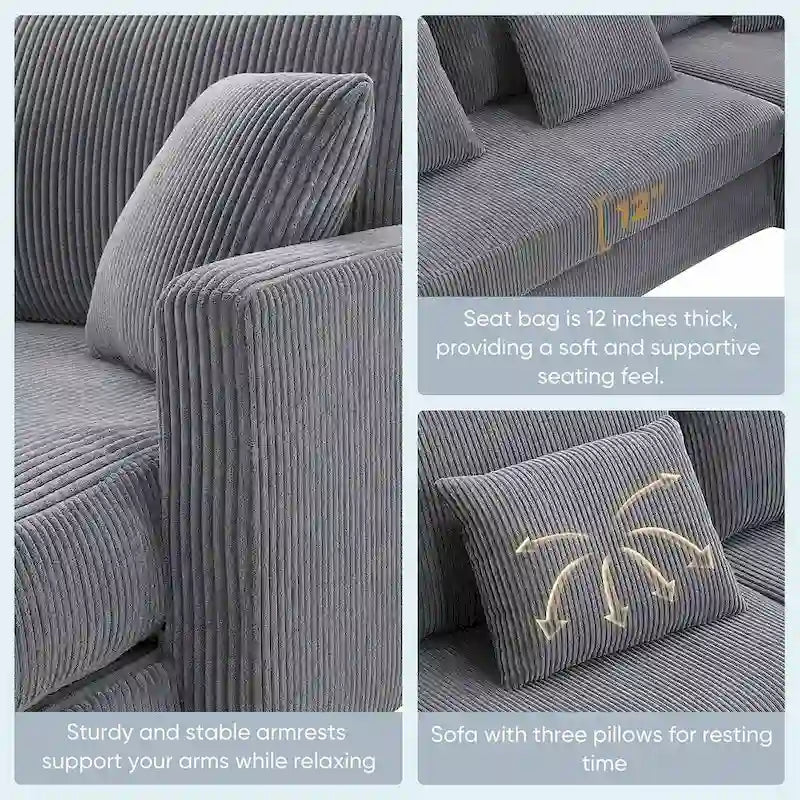 L-shaped Sofa Couch Bed Modern Reversible Sectional Sofa with Storage Chaise for Living Room