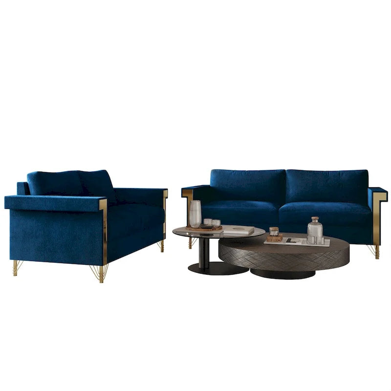 CraftPorch Glam Velvet Upholstered 2-Piece Living Room Set