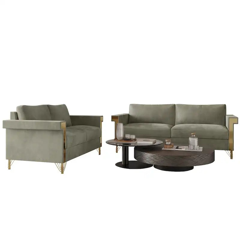 CraftPorch Glam Velvet Upholstered 2-Piece Living Room Set