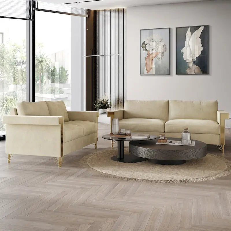 CraftPorch Glam Velvet Upholstered 2-Piece Living Room Set