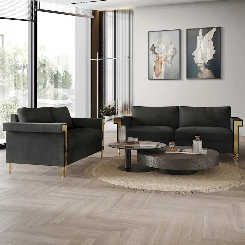 CraftPorch Glam Velvet Upholstered 2-Piece Living Room Set