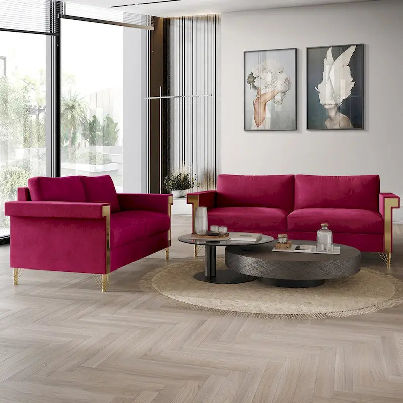 CraftPorch Glam Velvet Upholstered 2-Piece Living Room Set