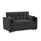 3 in 1 Convertible Velvet Sofa Couch w/Pullout Bed and Reclining Backres
