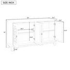 Grand buffet de rangement, buffet 4 portes avec poignées à anneau pour salon, salle à manger (bleu marine)