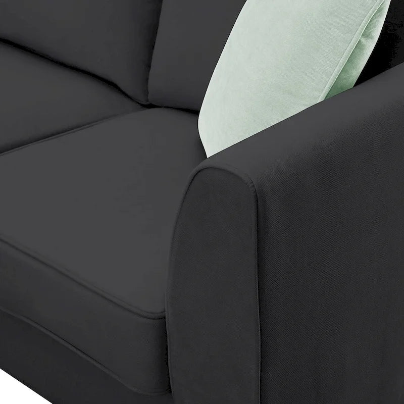 112-inch L-shaped 7-seat Modular Sectional Sofa with Ottoman and Three Pillows - 112W x 87D x 33H