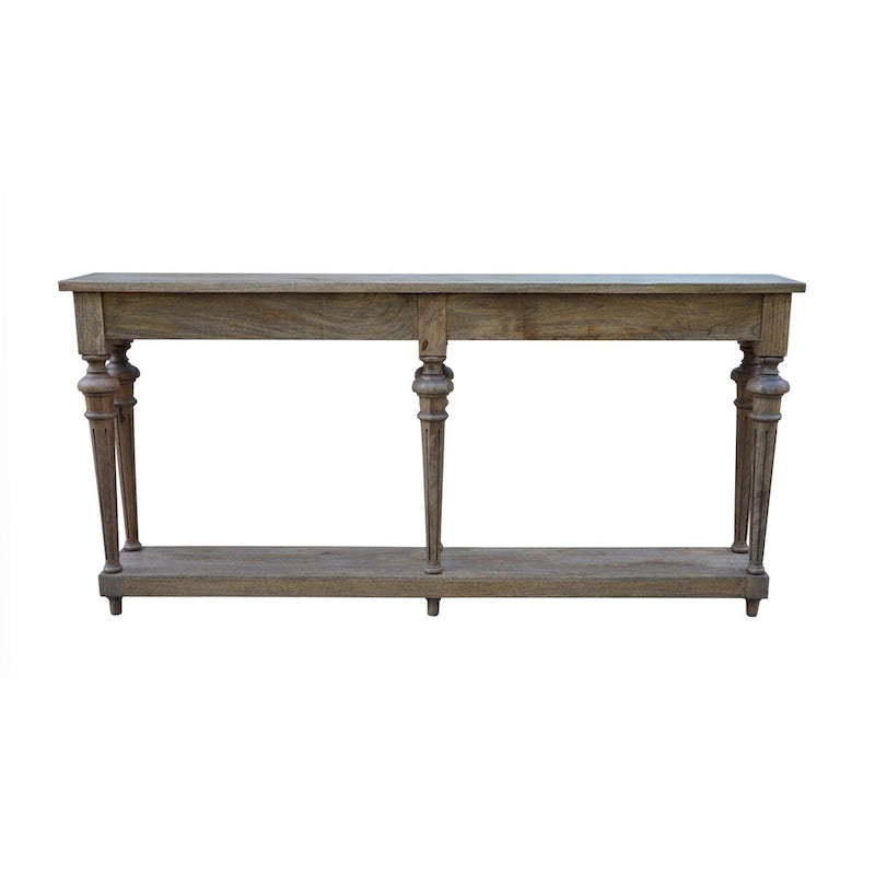 Console Arin de 183 cm à pieds tournés, en bois de manguier massif