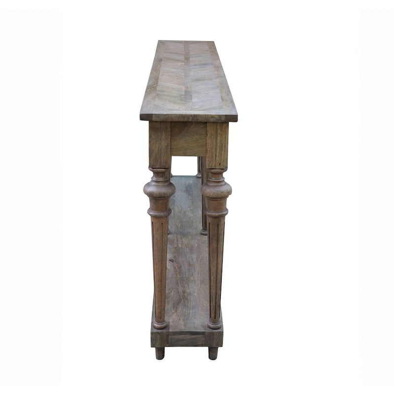 Console Arin de 183 cm à pieds tournés, en bois de manguier massif