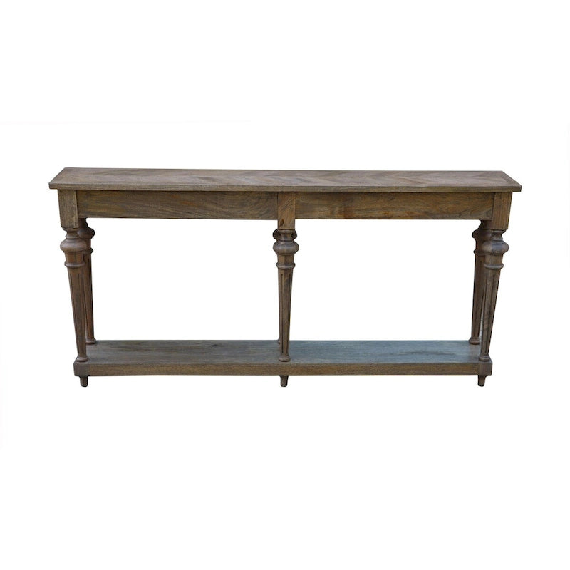 Console Arin de 183 cm à pieds tournés, en bois de manguier massif