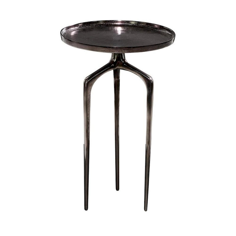 Table d'appoint contemporaine ronde en métal fin, style élégance moderne