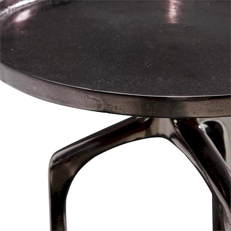 Table d'appoint contemporaine ronde en métal fin, style élégance moderne