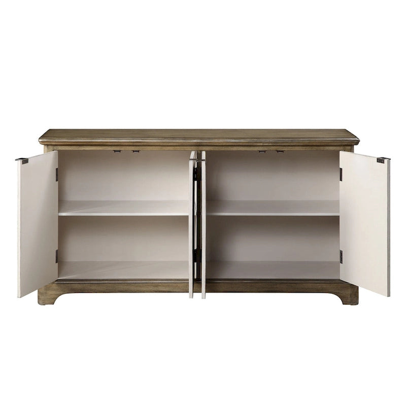 Console de style avec portes à motif de feuilles sculptées, marron