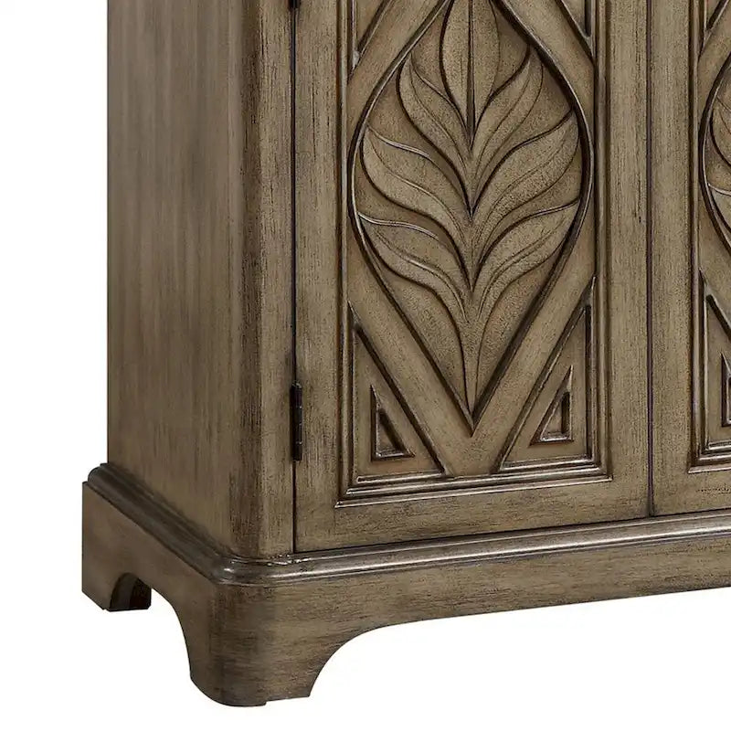 Console de style avec portes à motif de feuilles sculptées, marron