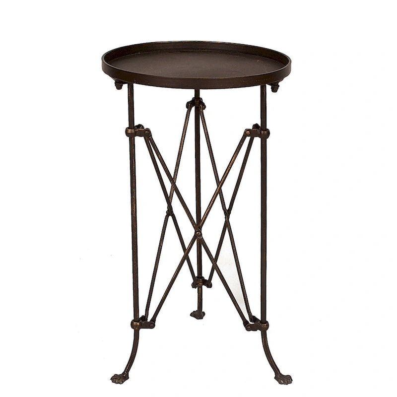 Table d'appoint ronde en métal avec pieds griffes