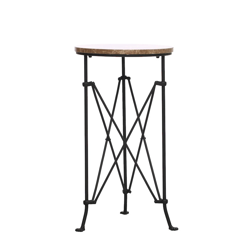 Table d'appoint ronde en métal avec pieds griffes