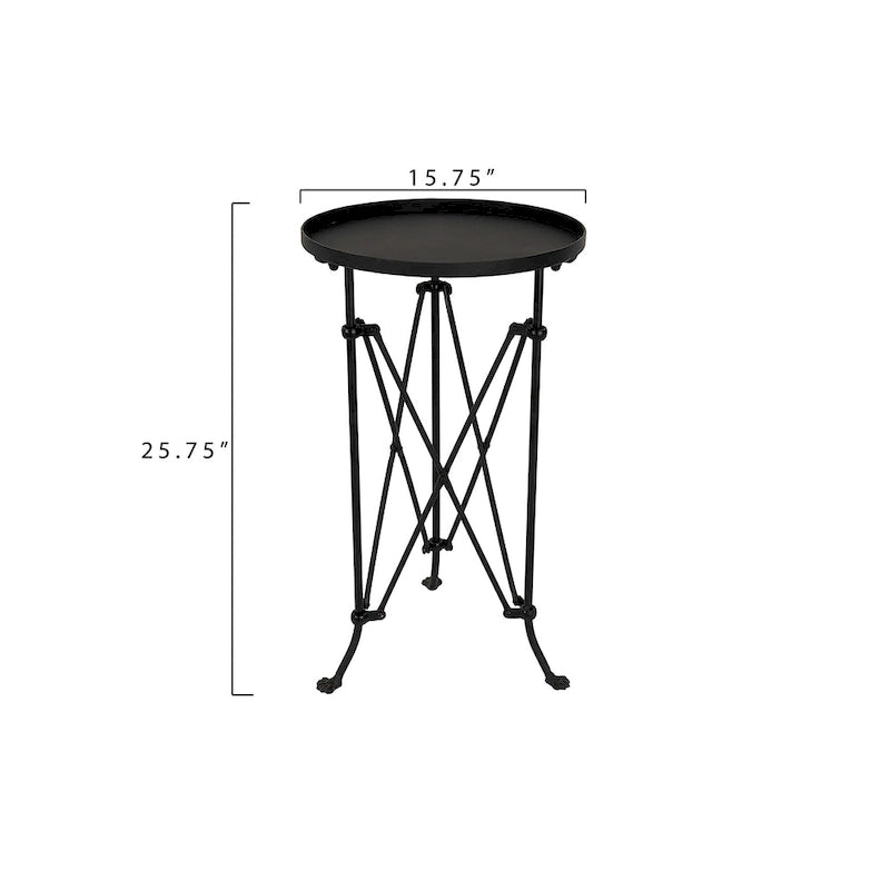 Table d'appoint ronde en métal avec pieds griffes