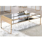 Ensemble de table basse 2 pièces Watler Contemporary Gold 1 étagère avec dessus en verre de 48 pouces par Furniture of America