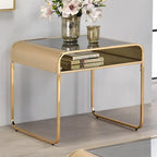 Ensemble de table basse 2 pièces Watler Contemporary Gold 1 étagère avec dessus en verre de 48 pouces par Furniture of America