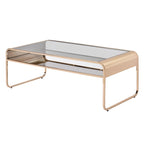 Ensemble de table basse 2 pièces Watler Contemporary Gold 1 étagère avec dessus en verre de 48 pouces par Furniture of America