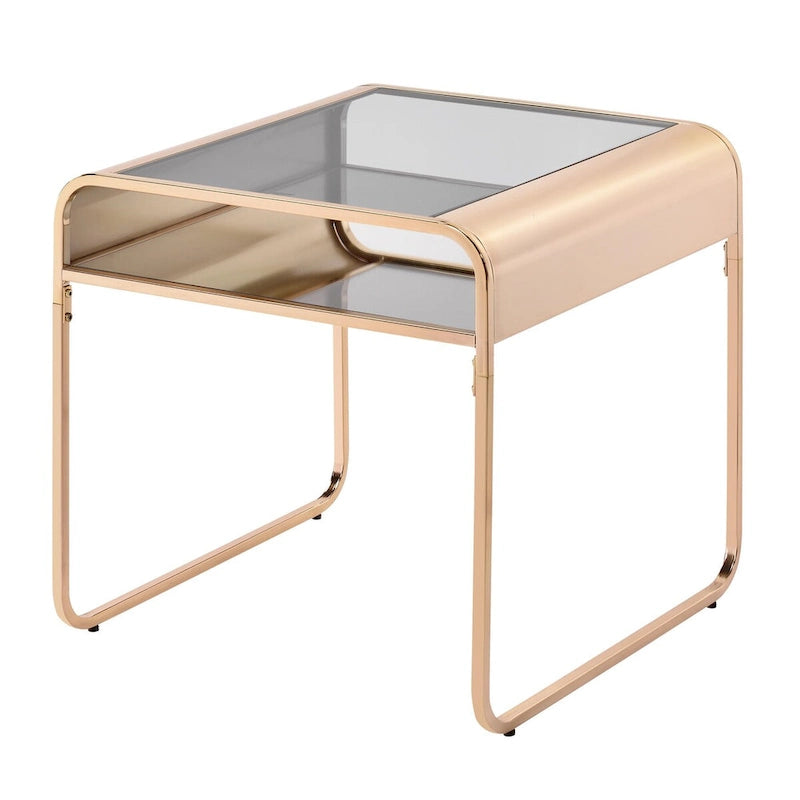 Ensemble de table basse 2 pièces Watler Contemporary Gold 1 étagère avec dessus en verre de 48 pouces par Furniture of America