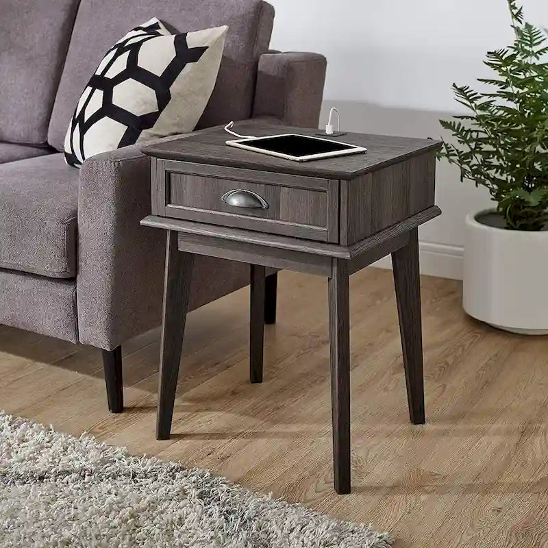 Table d'appoint haute Caffoz avec tiroir à extension complète et hub USB