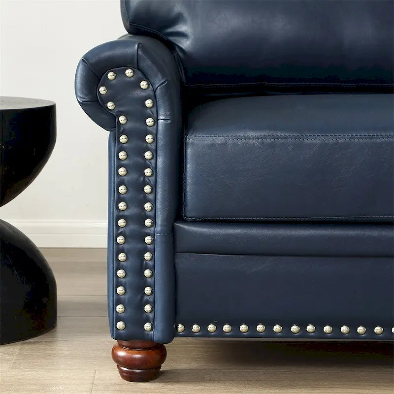 Leather Single Sofa Chair with Wood Leg and Nails Decoration
