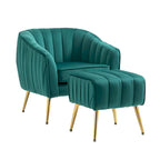 Modern Velvet Accent Chair with Ottoman for Living Room/Bedroom/Nail Salon