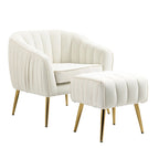 Modern Velvet Accent Chair with Ottoman for Living Room/Bedroom/Nail Salon