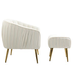 Modern Velvet Accent Chair with Ottoman for Living Room/Bedroom/Nail Salon