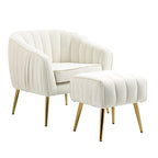 Modern Velvet Accent Chair with Ottoman for Living Room/Bedroom/Nail Salon