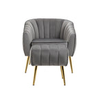 Modern Velvet Accent Chair with Ottoman for Living Room/Bedroom/Nail Salon
