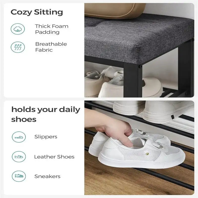 3-Tier Shoe Rack for Entryway - 12.2D x 31.9W x 19.3H