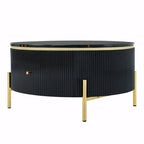 Table basse ronde moderne de 31,5 po avec grand tiroir de rangement