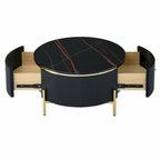 Table basse ronde moderne de 31,5 po avec grand tiroir de rangement