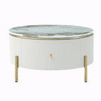 Table basse ronde moderne de 31,5 po avec grand tiroir de rangement