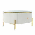 Table basse ronde moderne de 31,5 po avec grand tiroir de rangement