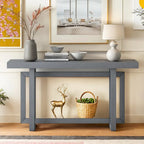 Console en bois avec plateau en béton d'inspiration industrielle, table d'entrée extra longue pour entrée, couloir, salon