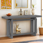 Console en bois avec plateau en béton d'inspiration industrielle, table d'entrée extra longue pour entrée, couloir, salon