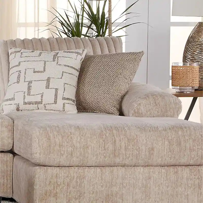 Roundhill Furniture Nason Wide Wale Corduroy Sectional Sofa Chaise with Armchair and Ottoman