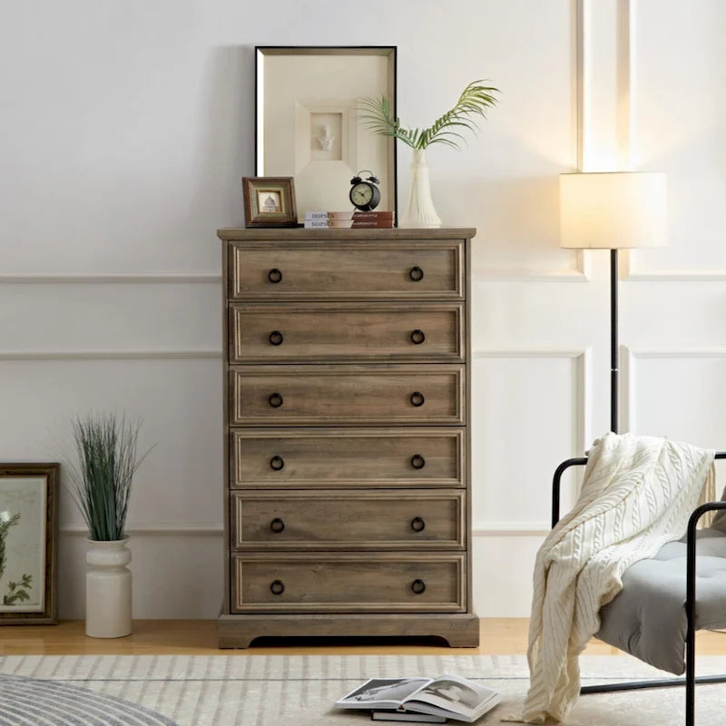 Commode moderne à 6 tiroirs, commode de chambre, grande commode, organisateur de placard et rangement de vêtements
