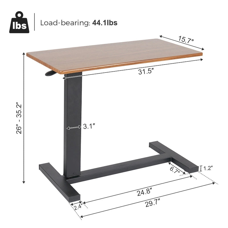 Table d'appoint de canapé réglable pour ordinateur portable en forme de C, table de chevet
