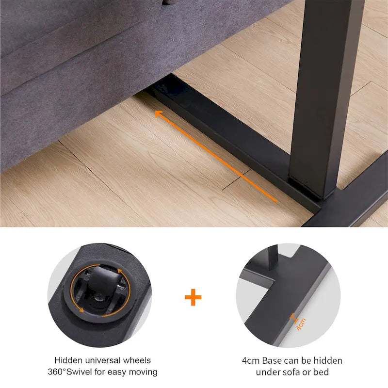Table d'appoint de canapé réglable pour ordinateur portable en forme de C, table de chevet
