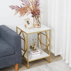 2 Tiers Coffee Table Living Room Sofa Side Table with Sintered Stone