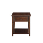 HomeRoots 24 Walnut Manufactured Wood Rectangular End Table With Drawer And Shelf - 22